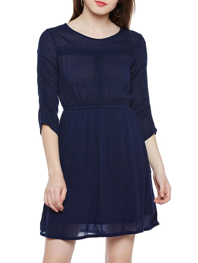 navy blue viscose aline dress - 14349901 - Standard Image - 1