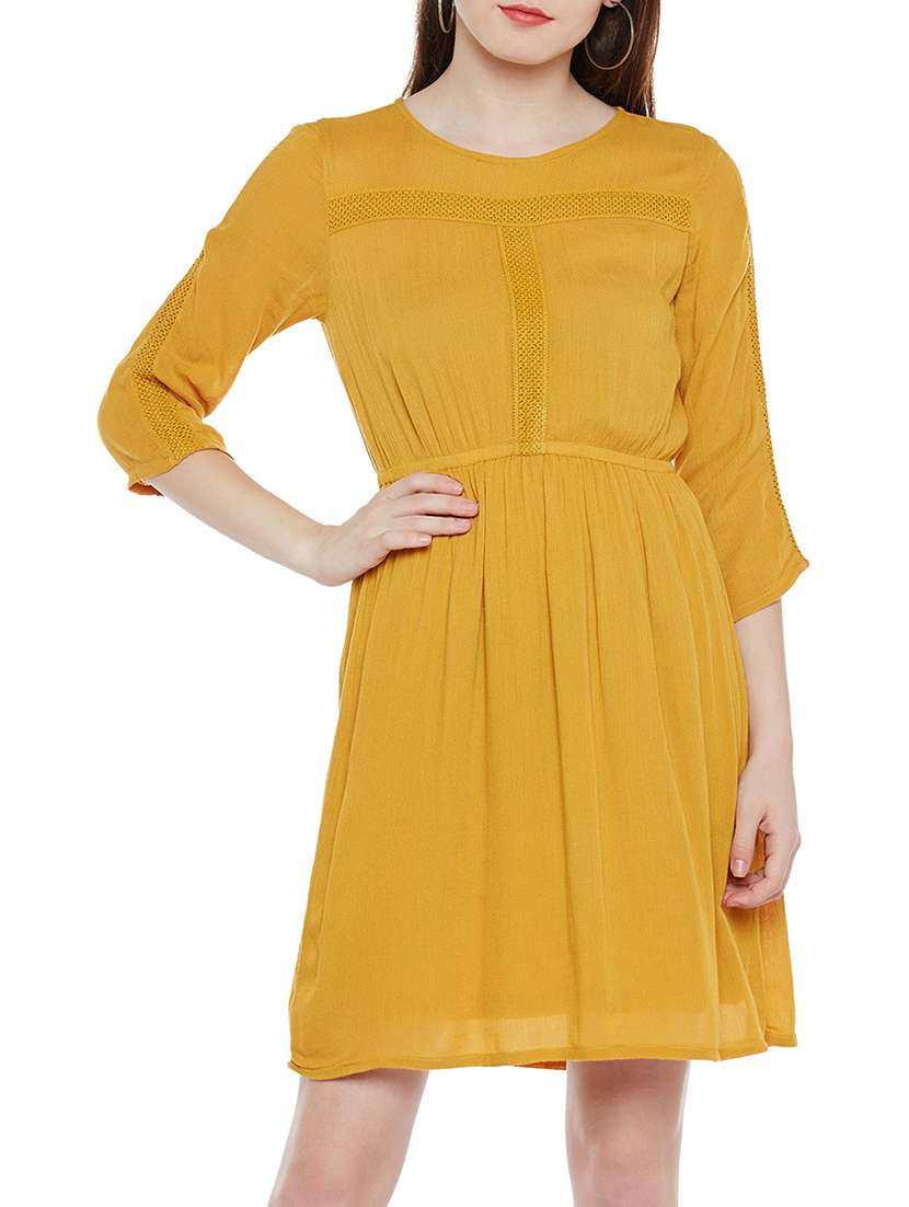 yellow viscose blouson dress - 14349902 -  Standard Image - 1