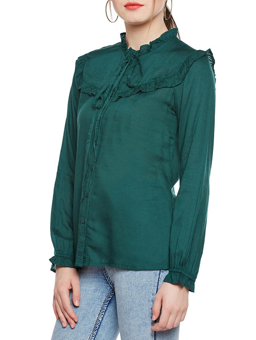green viscose regular shirt - 14349938 -  Standard Image - 1