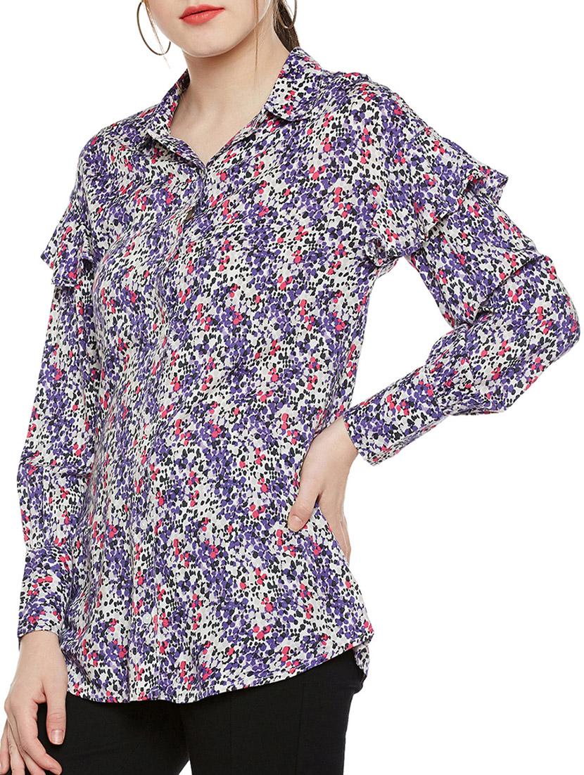 blue printed viscose shirt - 14349939 -  Standard Image - 1
