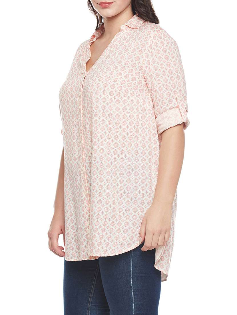 beige printed viscose plus tunic - 14349945 -  Standard Image - 1