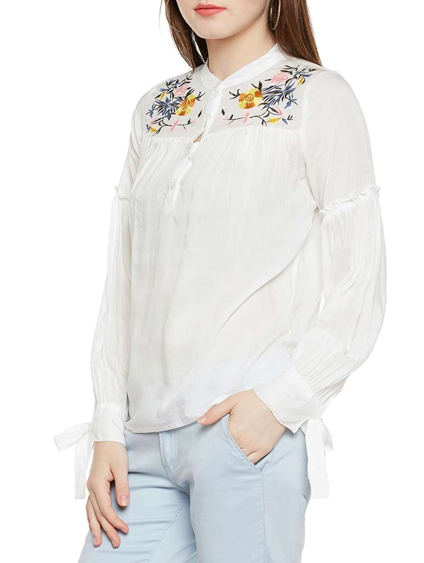 white viscose regular top - 14349972 - Standard Image - 1