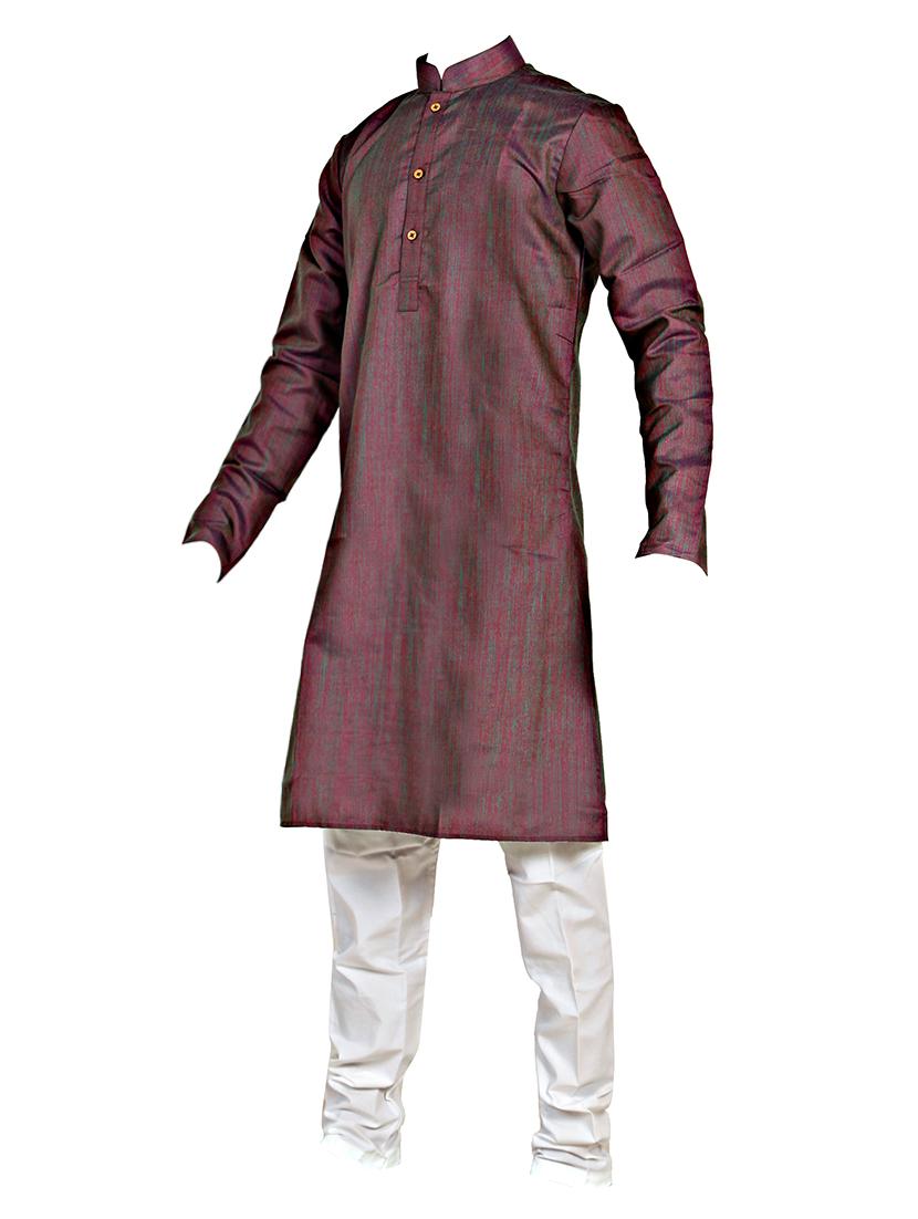 purple silk blend kurta set - 14352795 - Standard Image - 1
