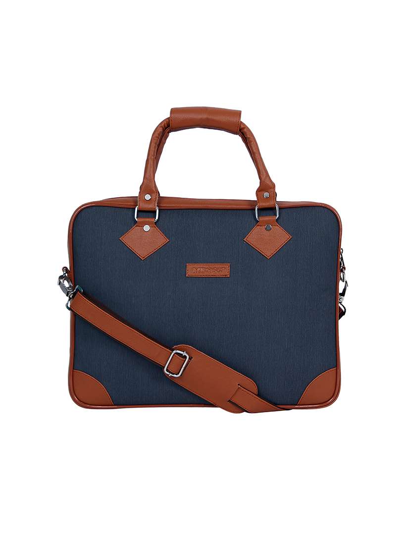 blue  leatherette laptop bag