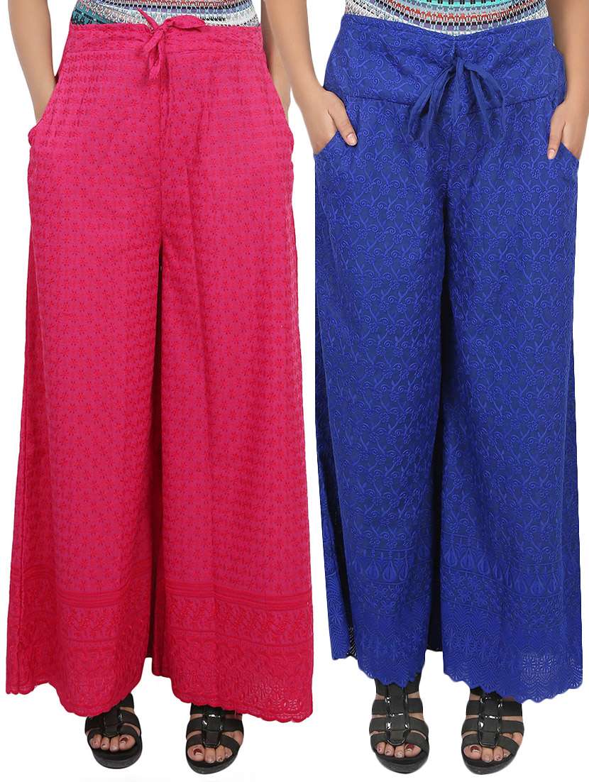 set of 2 multicolored cotton palazzos