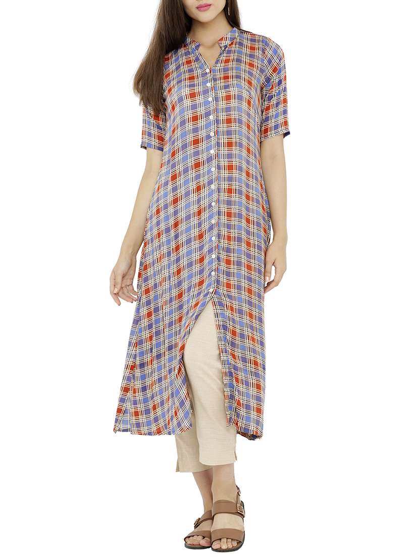 blue rayon straight kurta