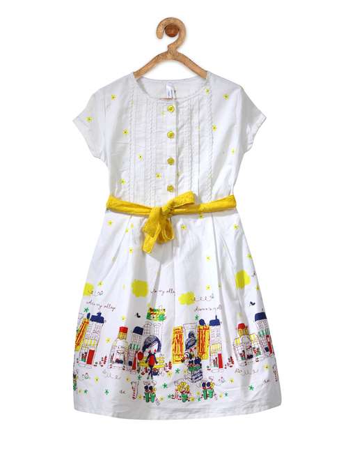 girls round neck short sleeves frock - 14358867 - Standard Image - 0