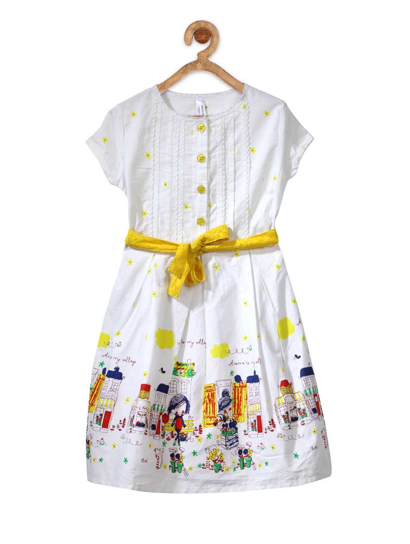 girls round neck short sleeves frock - 14358867 - Zoom Image - 0