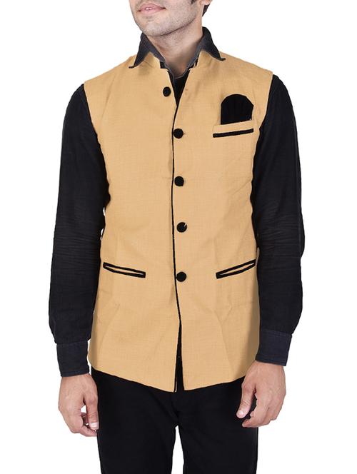 orange khadi nehru jacket - 14361358 -  Standard Image - 0