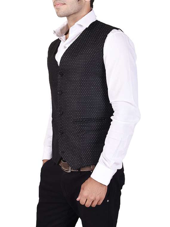 black cotton waist coat - 14361382 - Standard Image - 1