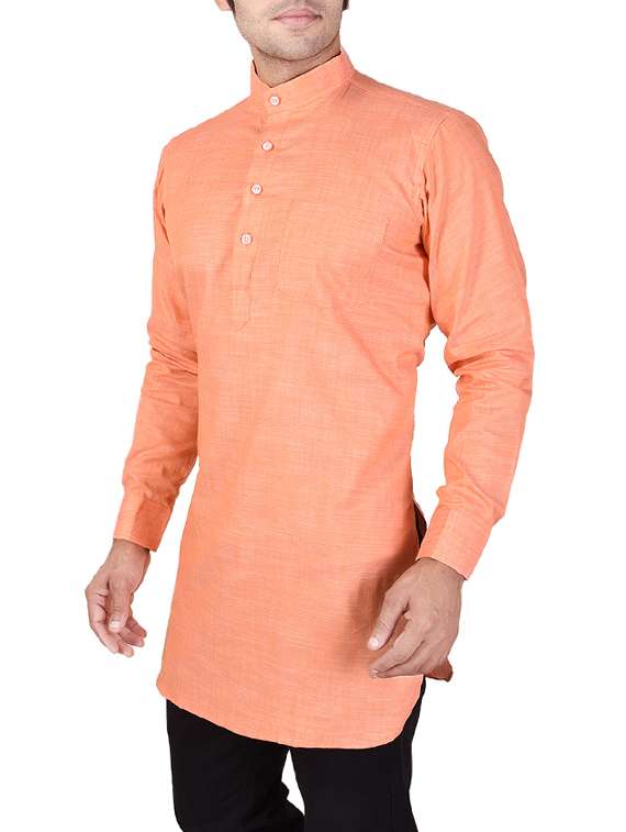 orange cotton kurta - 14361391 -  Standard Image - 1