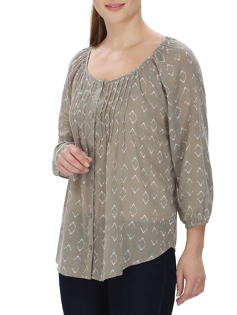 grey cotton regular top - 14361590 -  Standard Image - 1