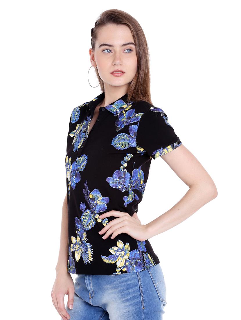 black printed cotton regular tee - 14367838 - Standard Image - 1