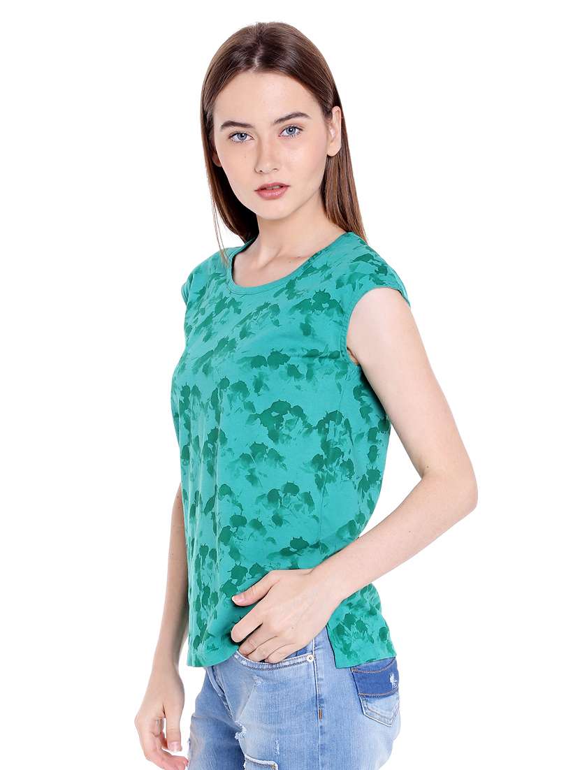 green printed cotton regular tee - 14367841 -  Standard Image - 1