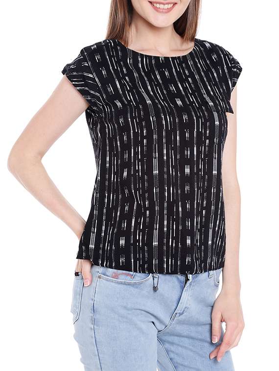 black printed viscose top - 14367866 -  Standard Image - 1