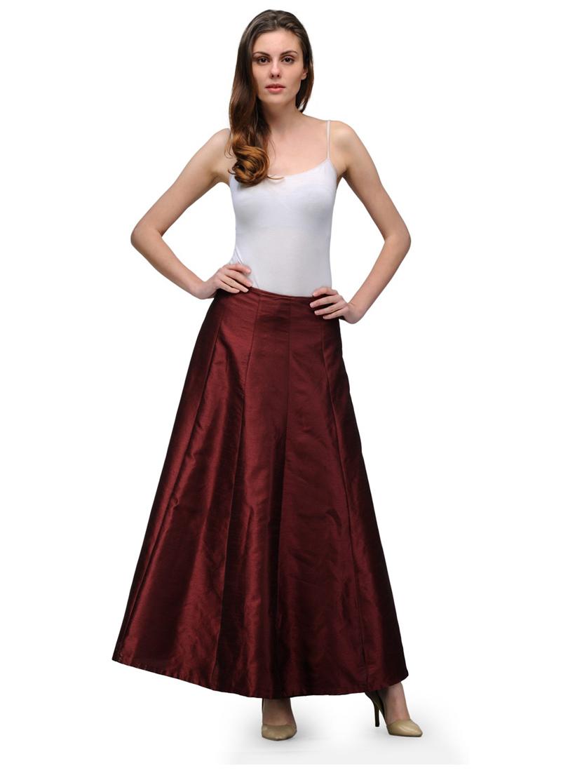 maroon dupion silk aline skirts - 14369587 - Standard Image - 4