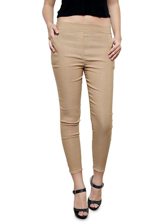 beige cotton jeggings