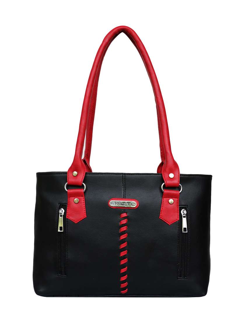 black leatherette regular handbag