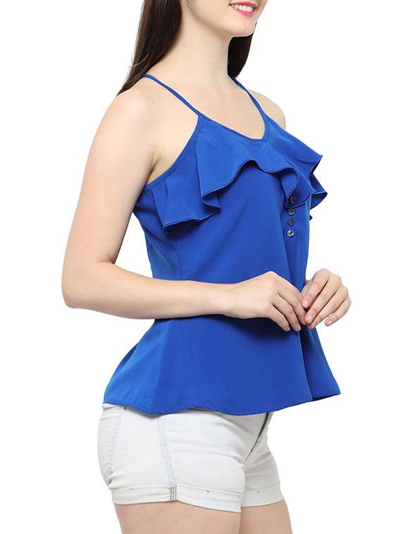 women's ruffle shoulder strap top - 14372600 -  Standard Image - 1