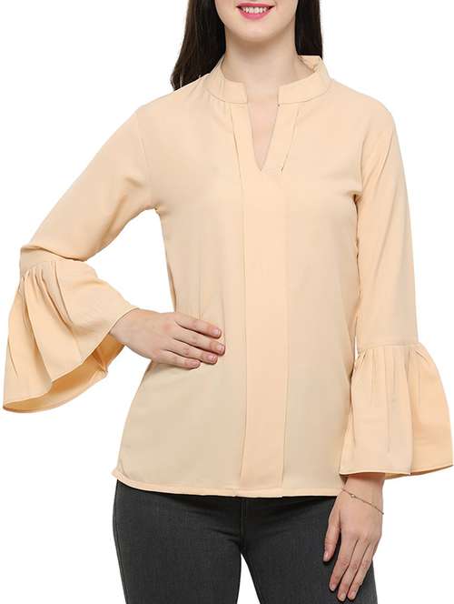 women's straight mandarin neck top - 14372601 -  Standard Image - 0