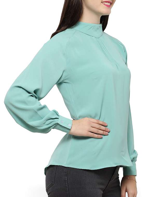 solid blue raglan sleeved top - 14372603 -  Standard Image - 1