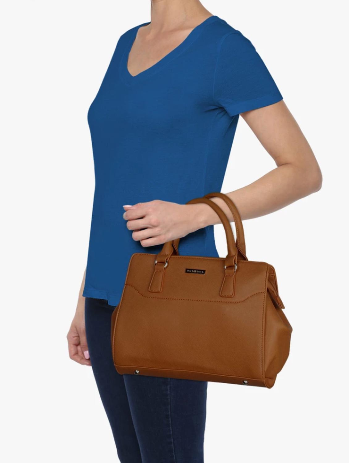 brown leatherette regular handbag - 14373228 - Standard Image - 4
