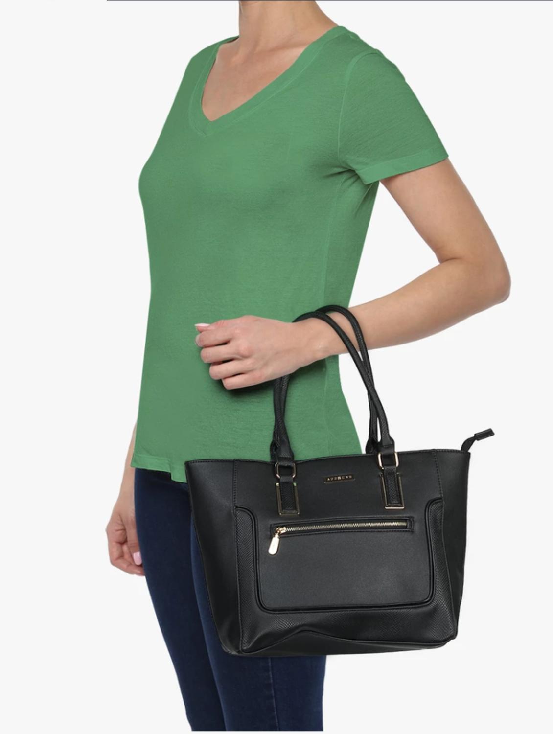 black leatherette regular handbag - 14373242 - Standard Image - 4