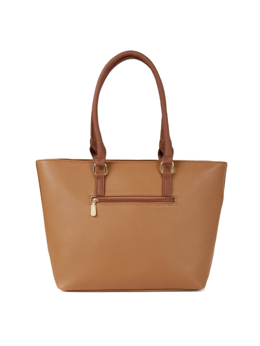 tan leatherette regular handbag - 14373243 - Standard Image - 1