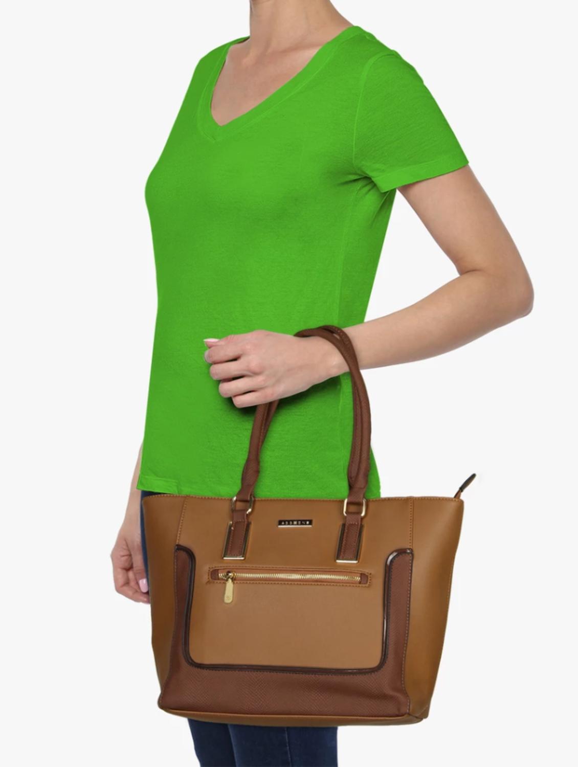 tan leatherette regular handbag - 14373243 - Standard Image - 4