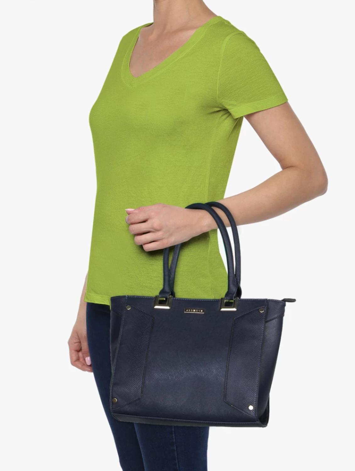 blue leatherette regular handbag - 14373244 - Standard Image - 4