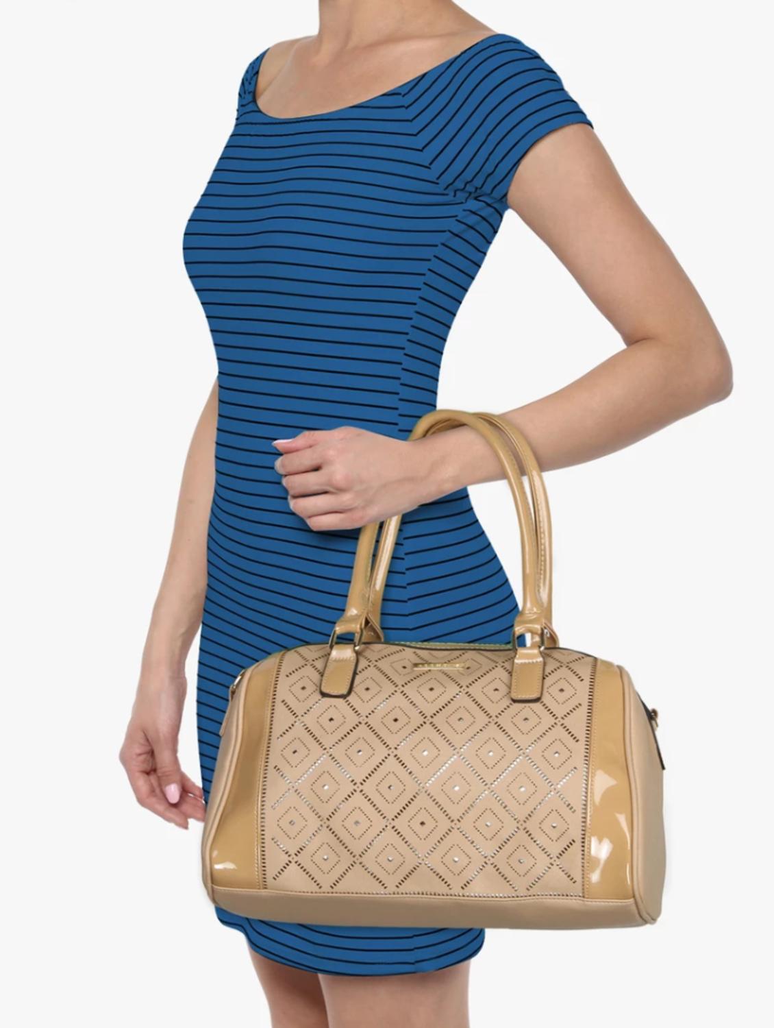 beige leatherette handbag - 14373263 - Standard Image - 4