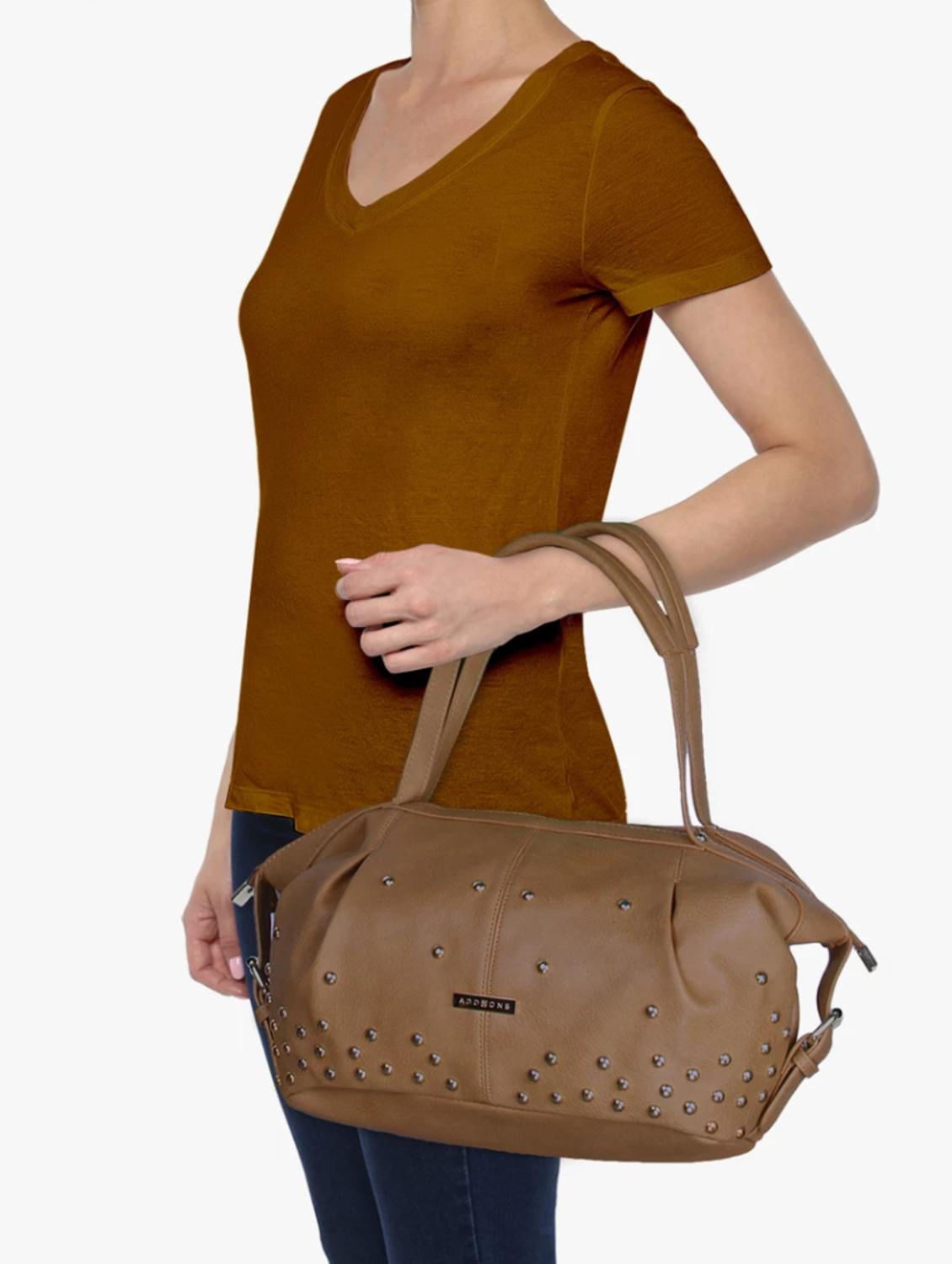 beige leatherette duffel handbag - 14373273 - Standard Image - 4