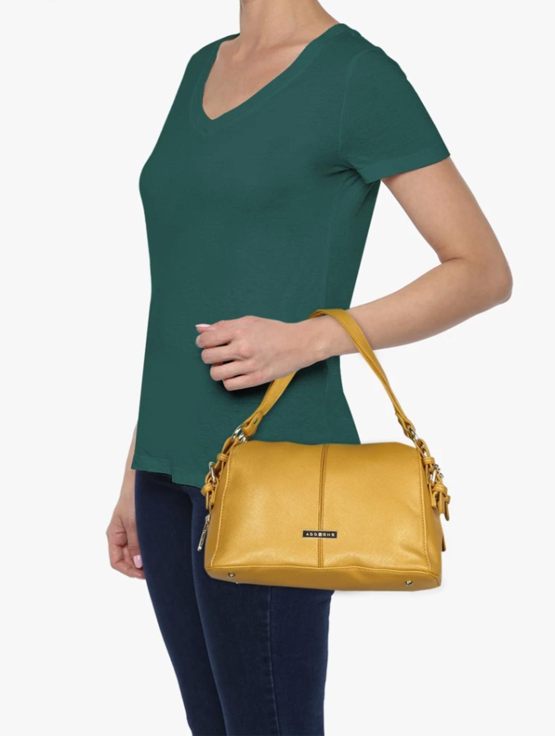 yellow leatherette handbag - 14373275 - Standard Image - 4