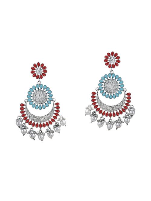 silver tone chandbali earrings - 14374415 -  Standard Image - 0