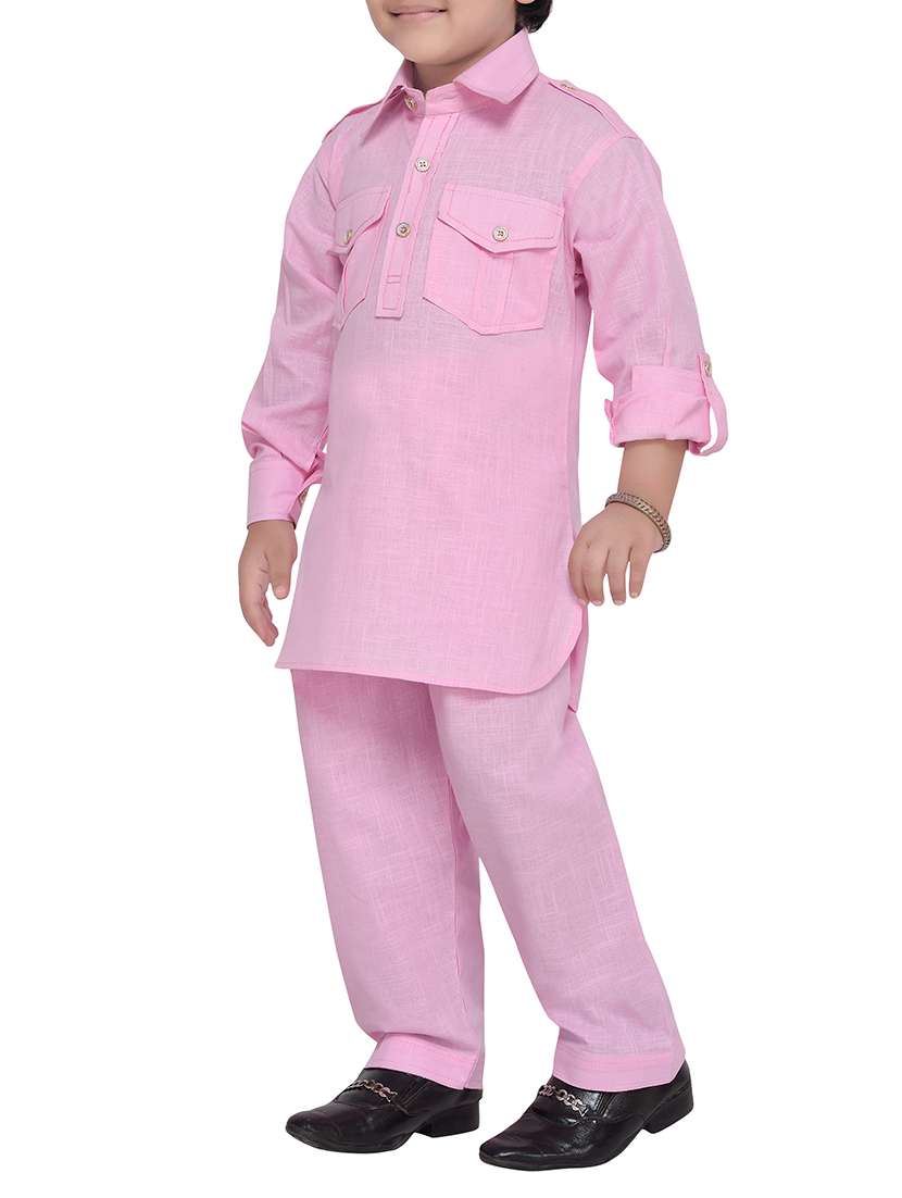 pink cotton pathani suit set - 14375234 - Standard Image - 1