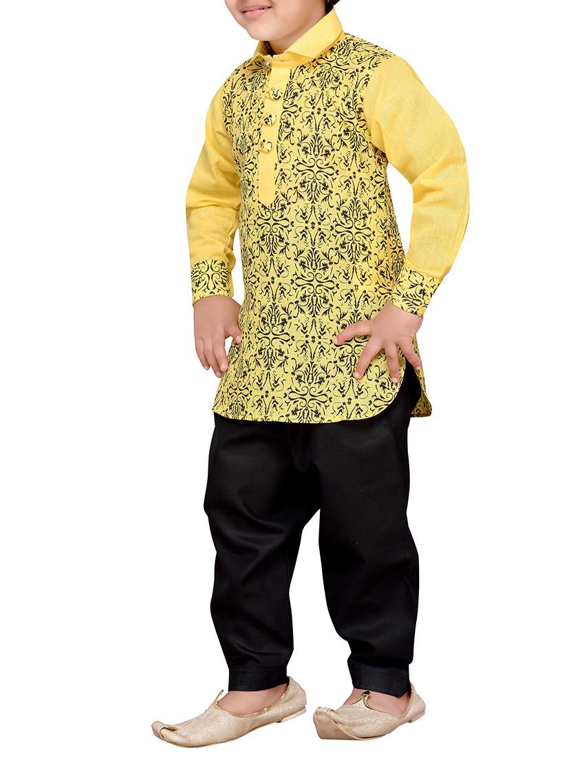 yellow cotton kurta pyjama set - 14375285 - Standard Image - 1