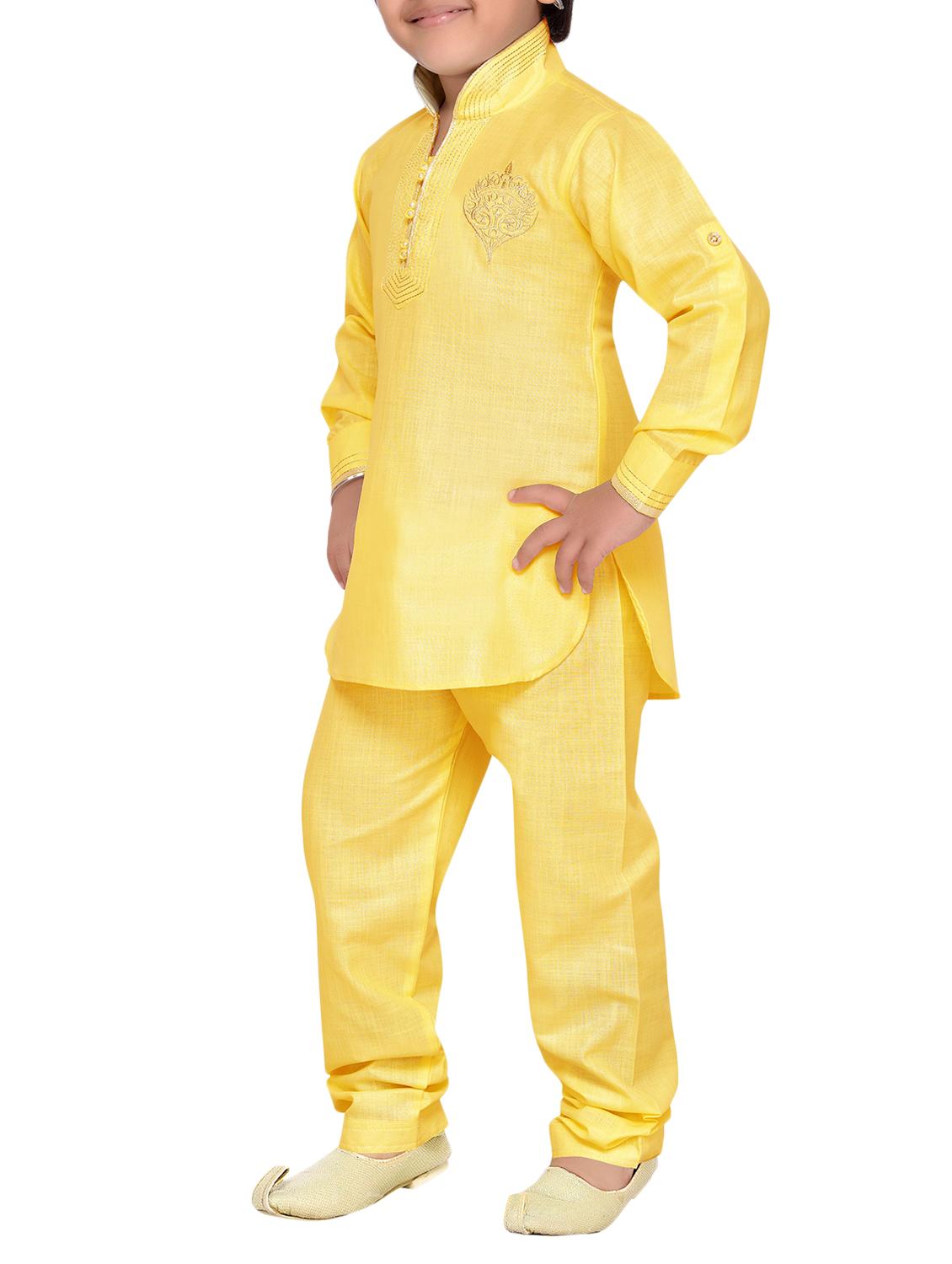 yellow cotton kurta pyjama set - 14375304 - Standard Image - 1