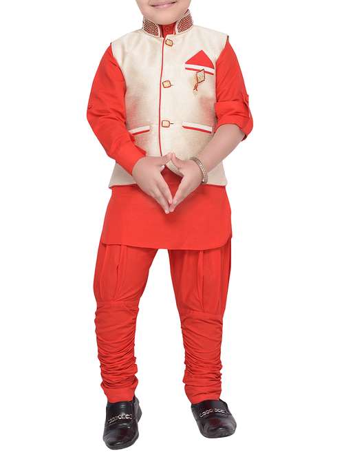 red silk blend kurta set - 14375312 -  Standard Image - 0