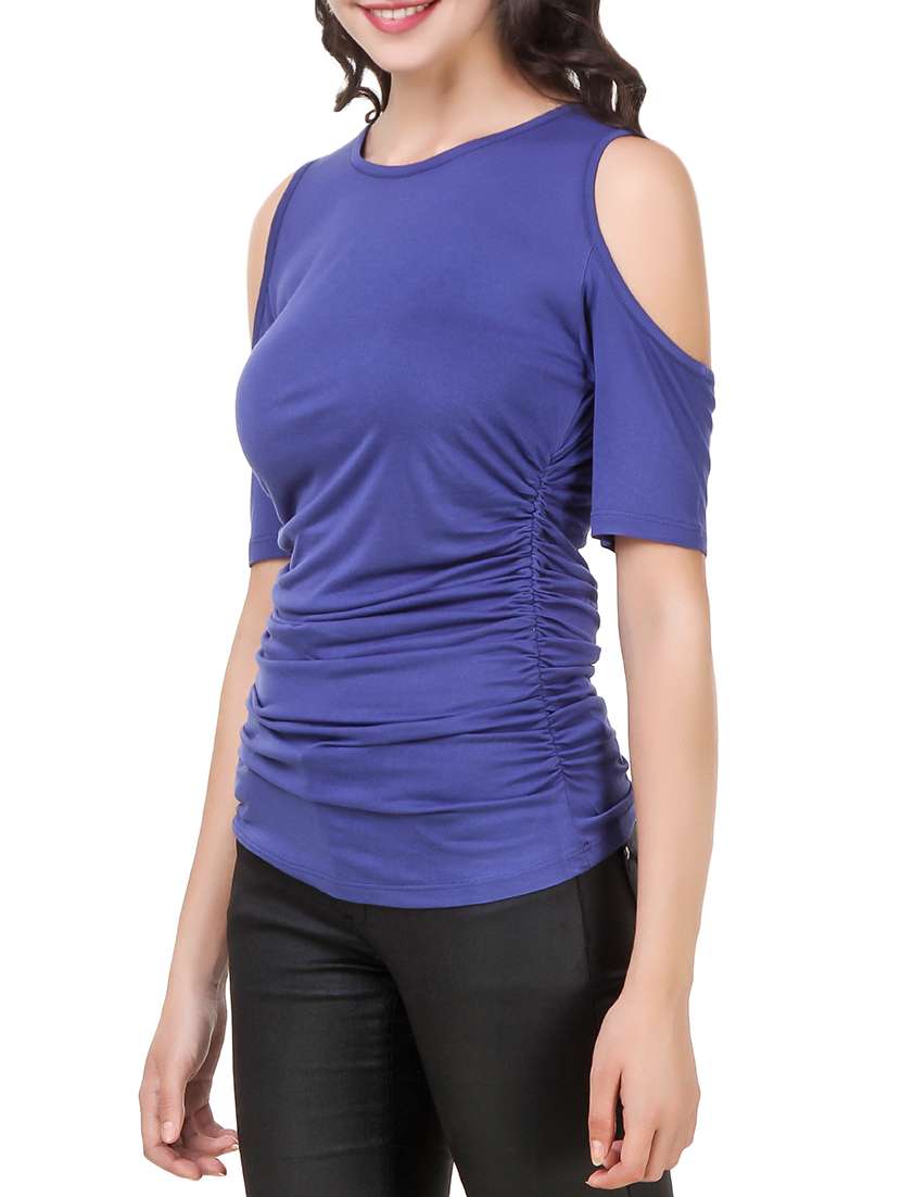 cold shoulder solid top  - 14379406 -  Standard Image - 1
