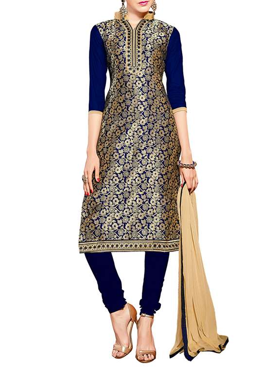blue unstitched churidaar suits