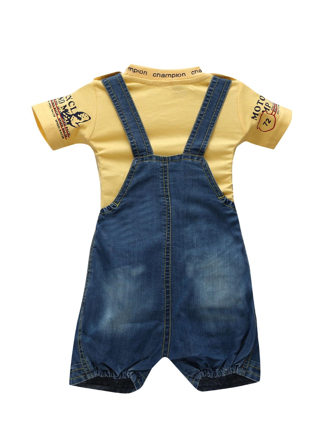 yellow cotton dungaree set - 14380901 - Standard Image - 1