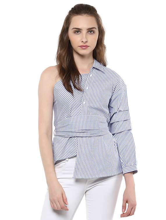 deconstructed striped back bow tie top