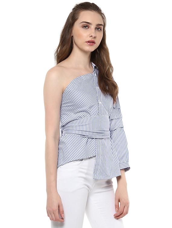 deconstructed striped back bow tie top - 14381055 -  Standard Image - 1