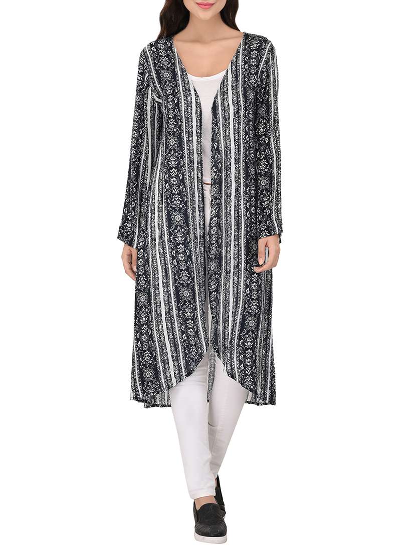 black printed rayon shrug