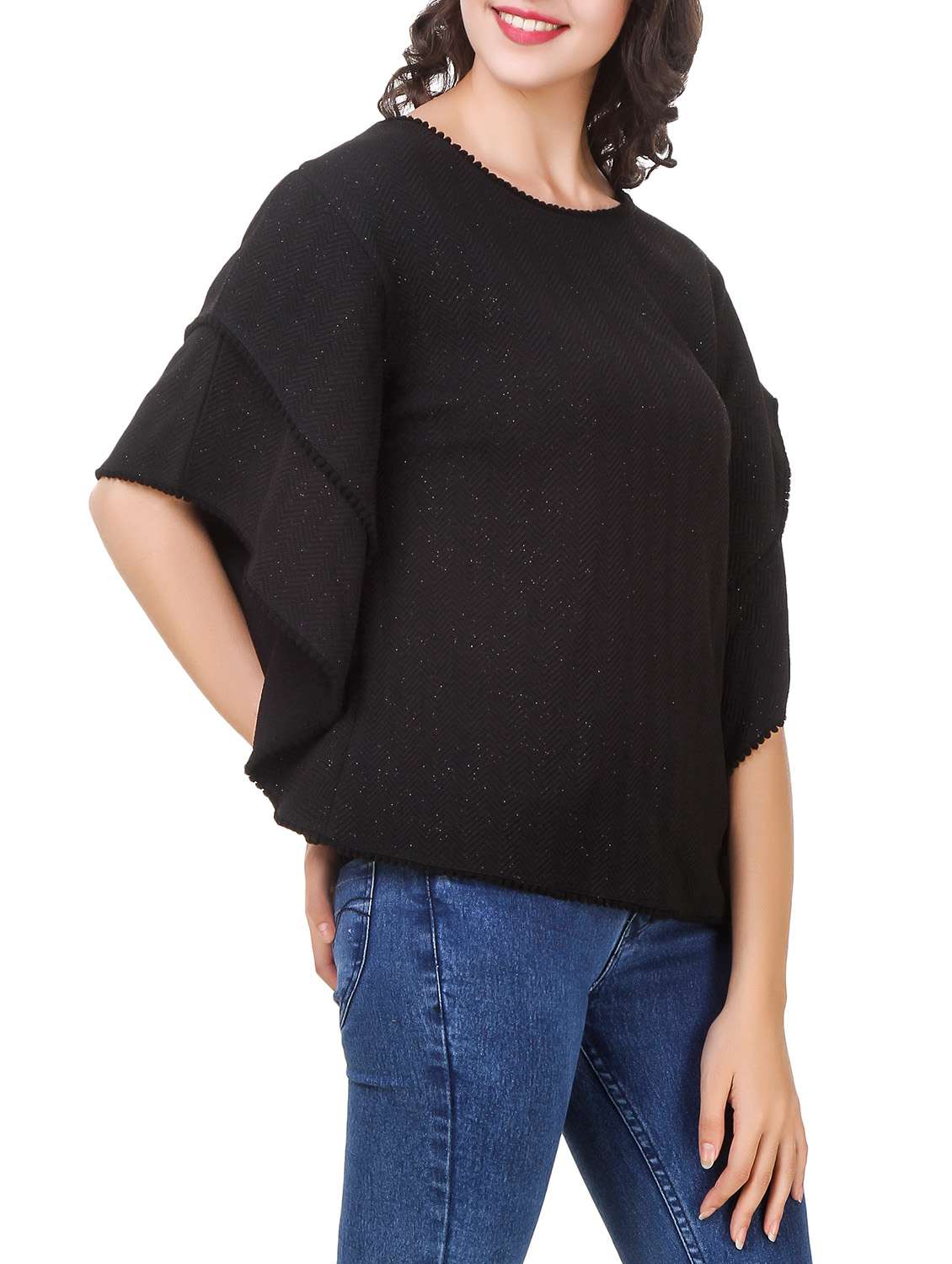black knitted poncho - 14389764 -  Standard Image - 1