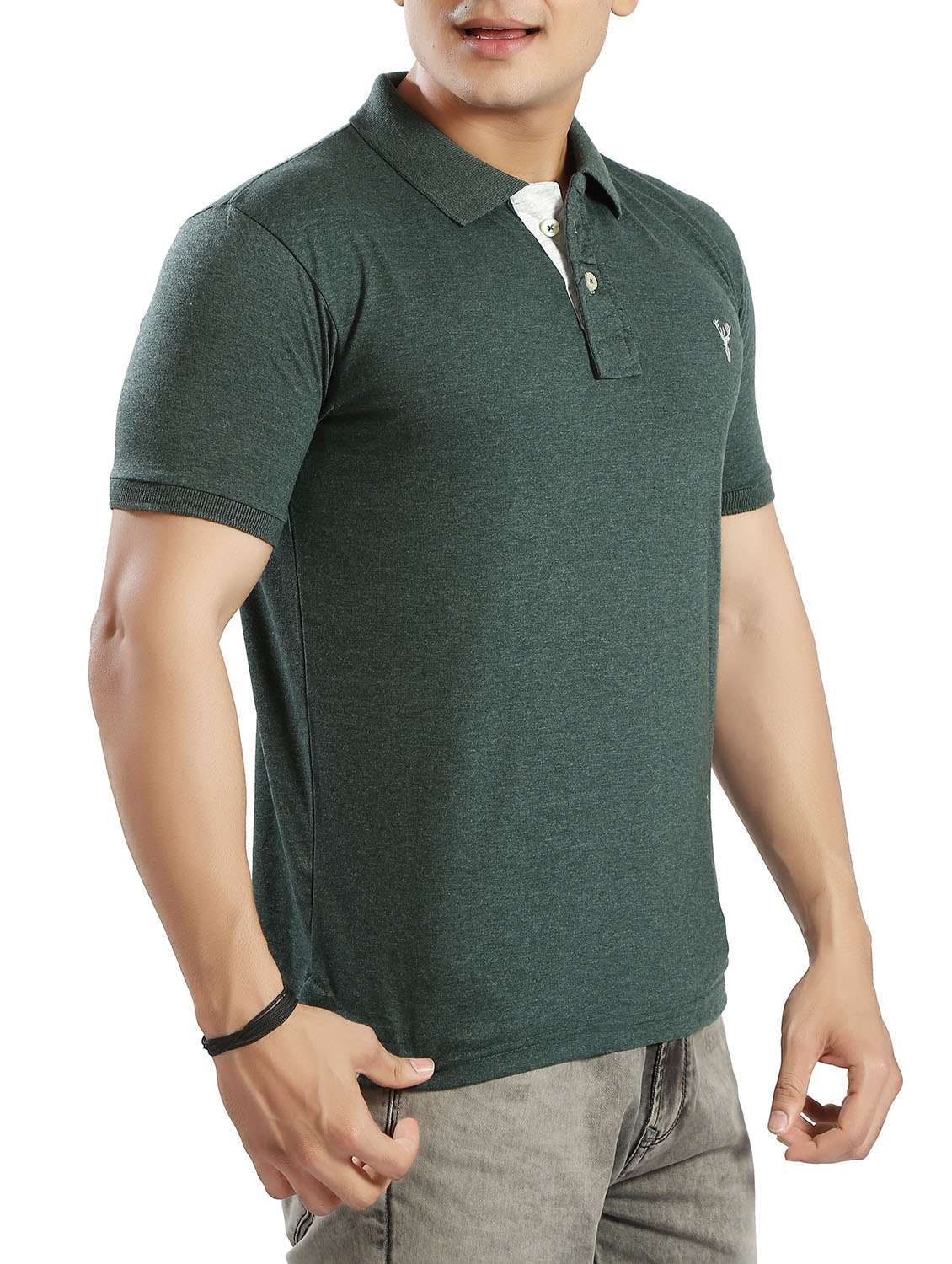 green solid polo t-shirt - 14393882 - Standard Image - 1