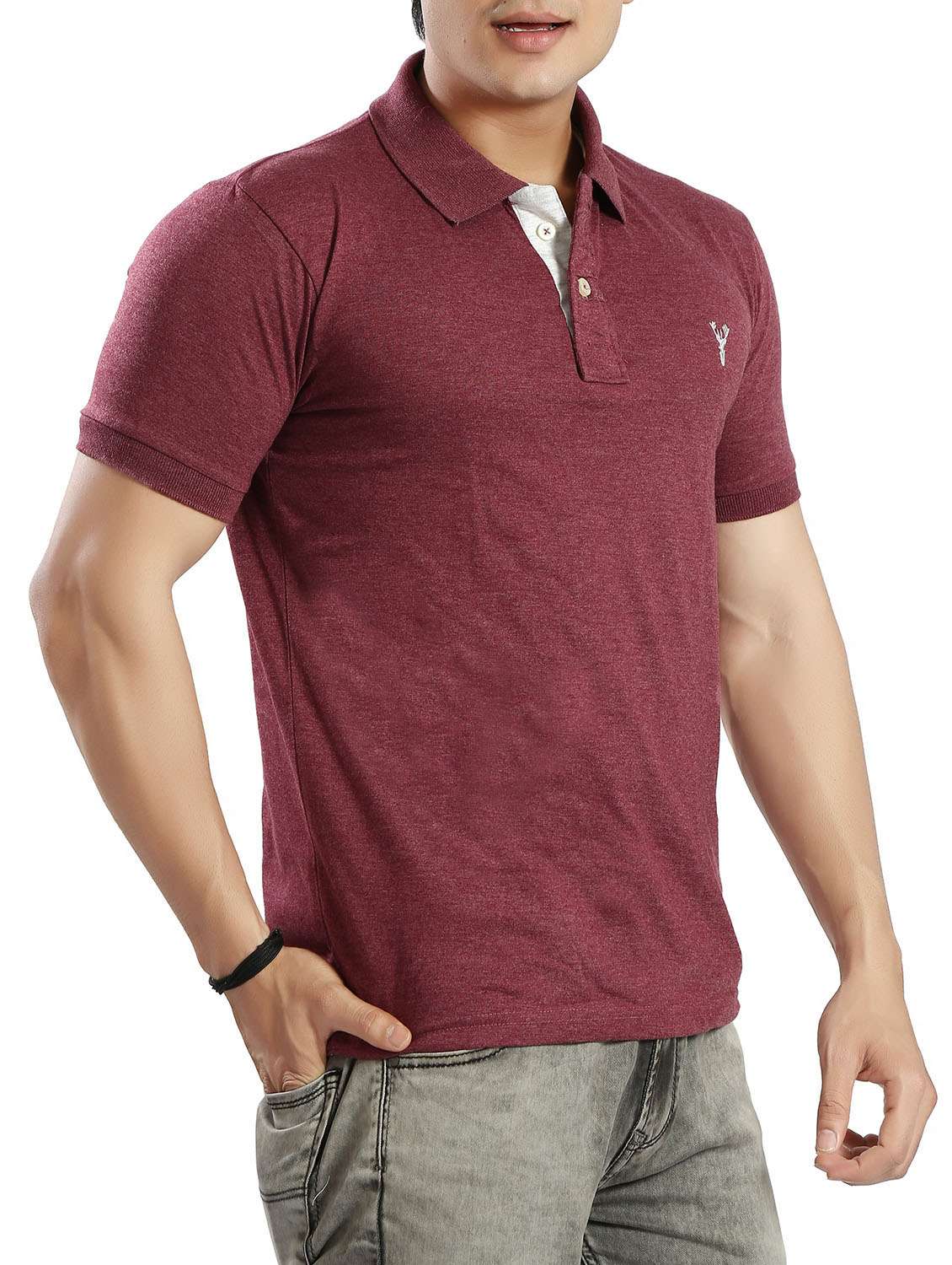 maroon cotton t-shirt - 14393885 -  Standard Image - 1