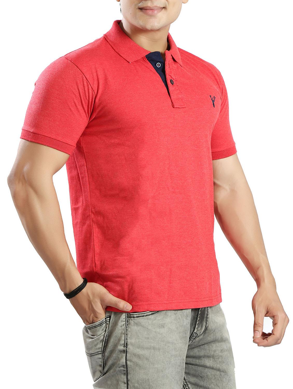 red solid polo t-shirt - 14393889 - Standard Image - 1