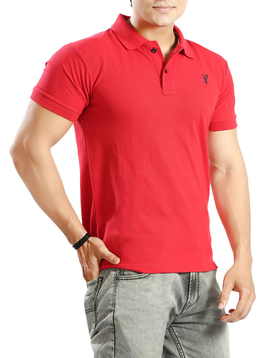 red solid polo t-shirt - 14393980 - Standard Image - 1