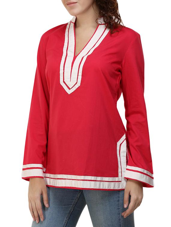 pink cotton regular tunic - 14395077 -  Standard Image - 1
